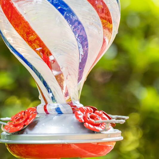 Blown Glass Hummingbird Feeder - 32 Ounces - Freedom Balloon