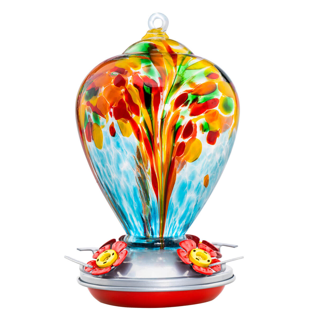 Blown Glass Hummingbird Feeder - 34 Ounces - Holiday Balloon
